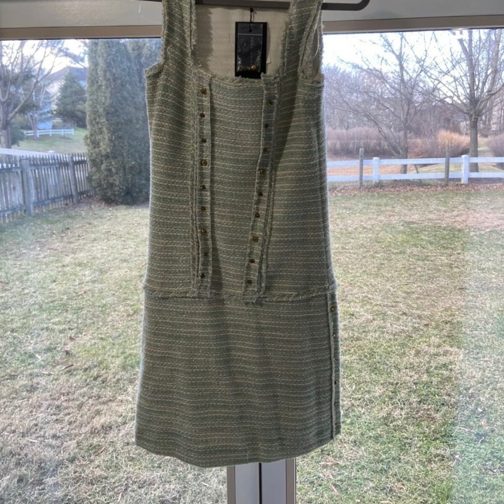 Zara MULTICOLORED TWEED DRESS WITH BUTTONS SIZE XS